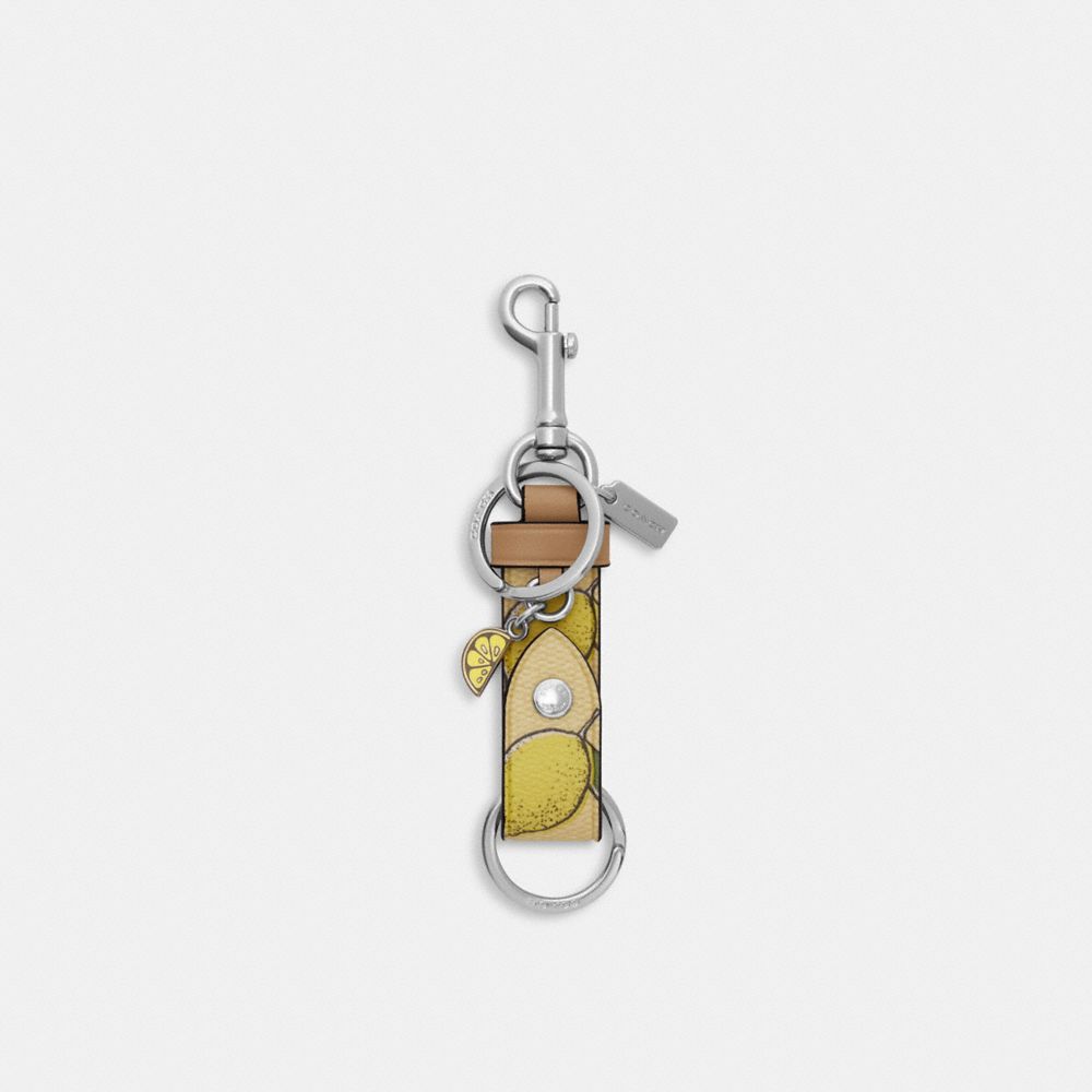 Coach Trigger Snap Bag Charm With Lemon Print Silver Garden Glade Multi