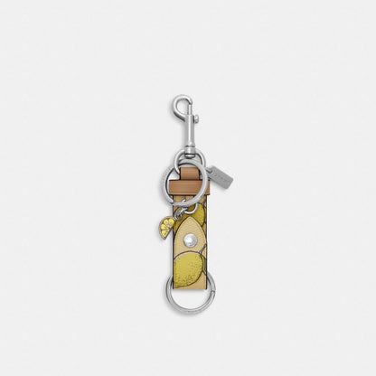 Coach Trigger Snap Bag Charm With Lemon Print Silver Garden Glade Multi