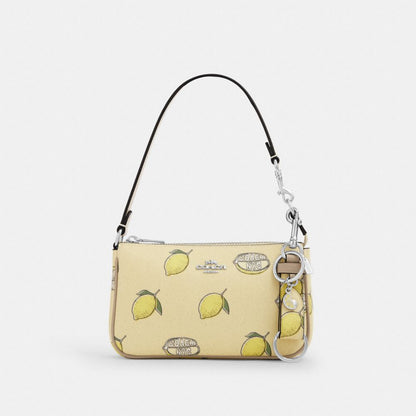 Coach Trigger Snap Bag Charm With Lemon Print Silver Garden Glade Multi