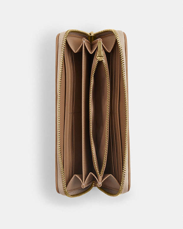Long Zip Around Wallet With Signature Canvas Im-Dark Natural Multi Im-Dark Natural Multi
