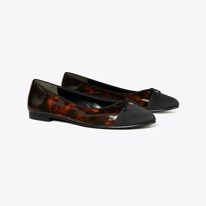 Tory Burch Cap-Toe Ballet TORTOISE PATENT / PERFECT BLACK