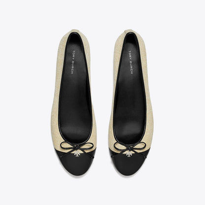 Tory Burch Cap-Toe Ballet WILD WHEAT / PERFECT BLACK