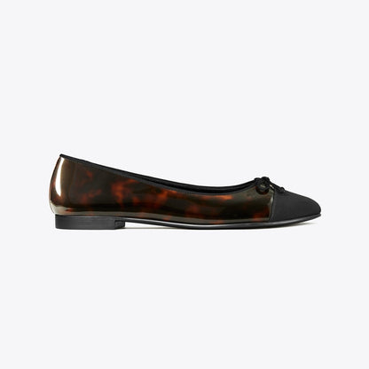 Tory Burch Cap-Toe Ballet TORTOISE PATENT / PERFECT BLACK