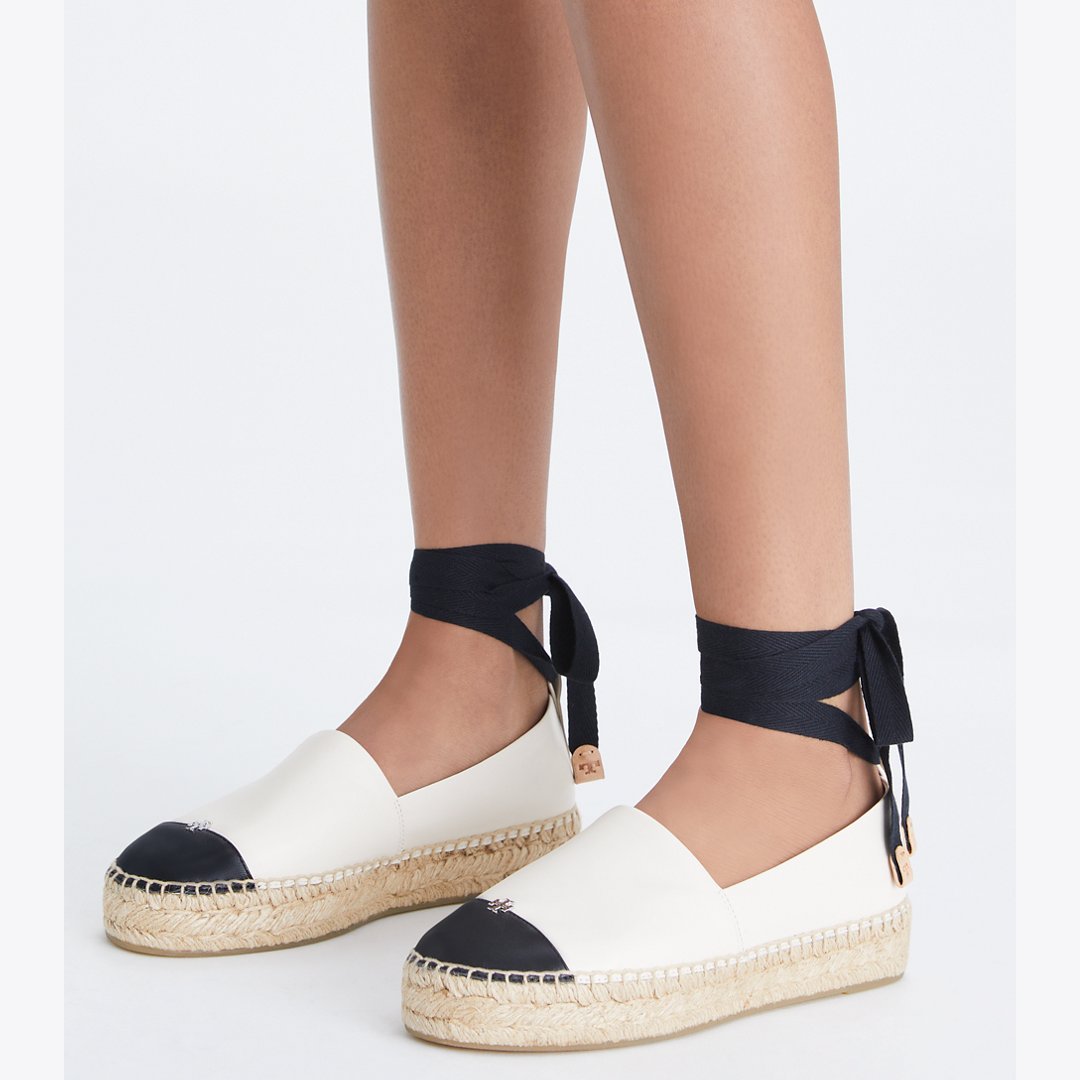 Tory Burch Cap-Toe Espadrille LIGHT CREAM / PERFECT BLACK