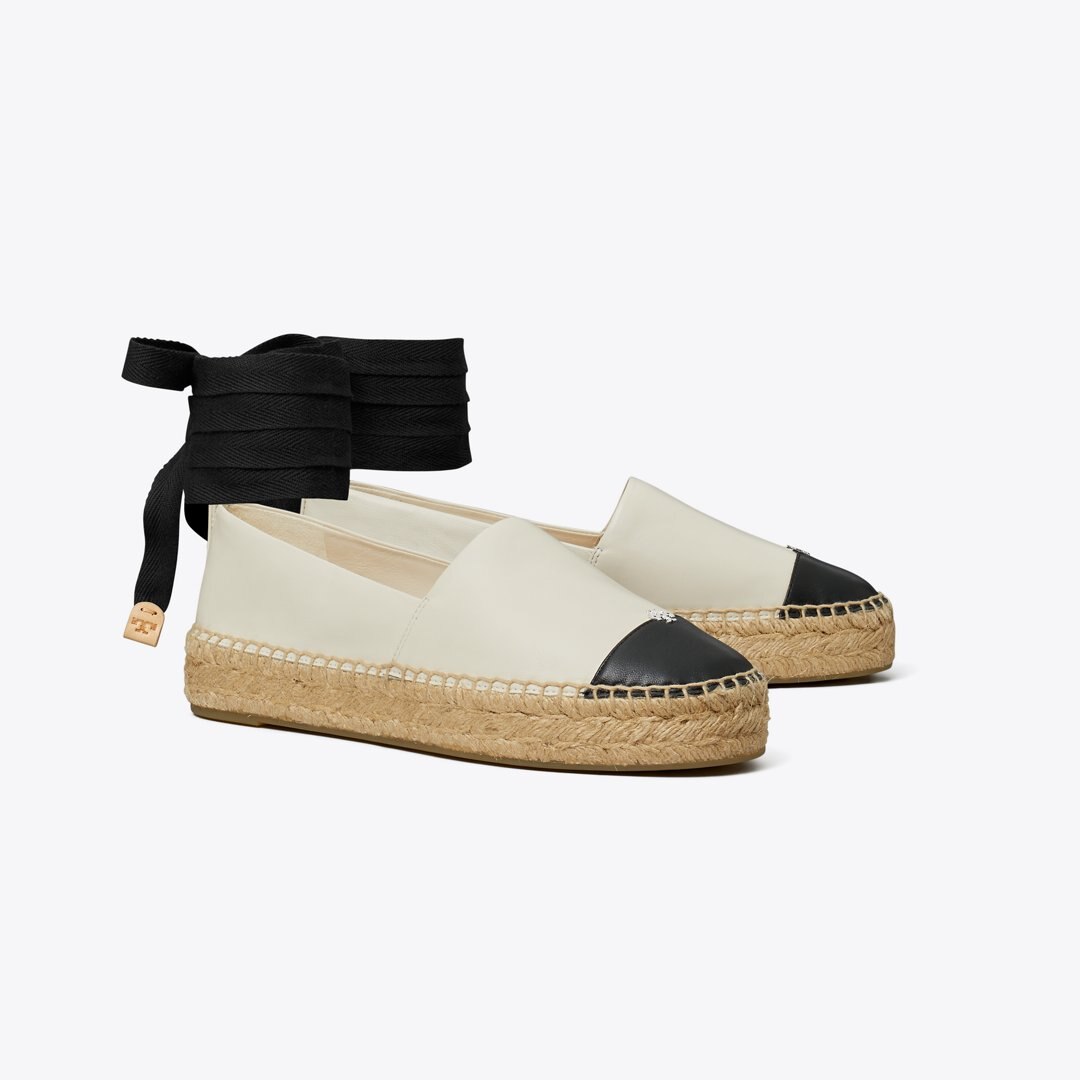 Tory Burch Cap-Toe Espadrille LIGHT CREAM / PERFECT BLACK