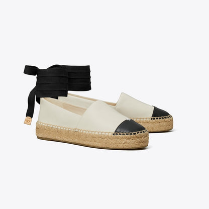Tory Burch Cap-Toe Espadrille LIGHT CREAM / PERFECT BLACK