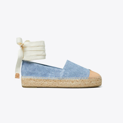 Tory Burch Cap-Toe Espadrille BLUE CLOUD / BRUSHED ALMOND