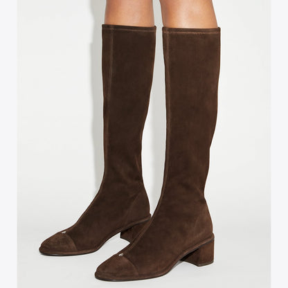 Tory Burch Cap-Toe Knee-High Boot DARK COCOA