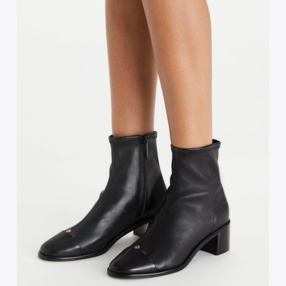 Tory Burch Cap-Toe Low-Heel Ankle Boot PERFECT BLACK / PERFECT BLACK