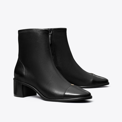 Tory Burch Cap-Toe Low-Heel Ankle Boot PERFECT BLACK / PERFECT BLACK
