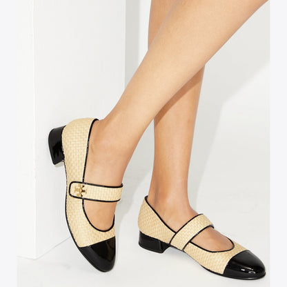 Tory Burch Cap-Toe Mary Jane NATURAL / PERFECT BLACK