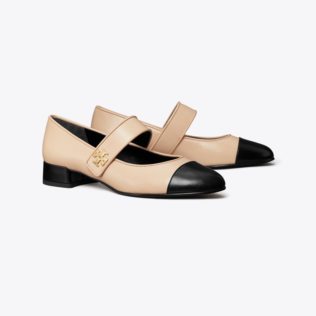 Tory Burch Cap-Toe Mary Jane ROSE SILK / PERFECT BLACK