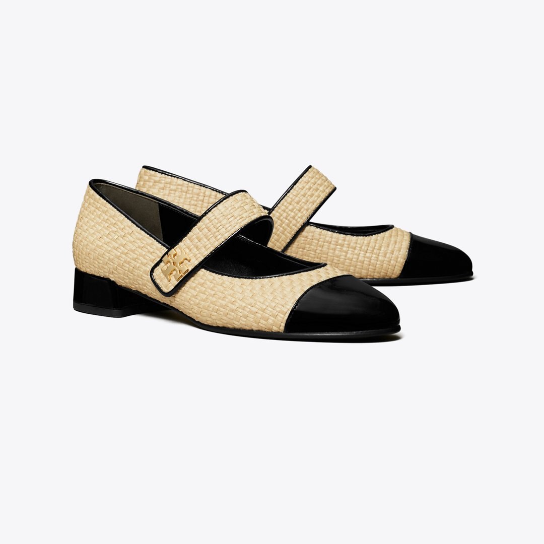 Tory Burch Cap-Toe Mary Jane NATURAL / PERFECT BLACK