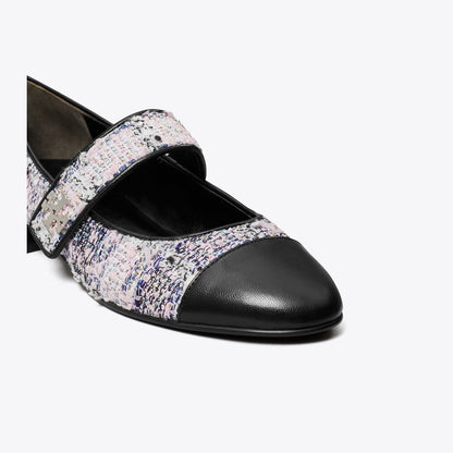 Tory Burch Cap-Toe Mary Jane PINK / BLACK MULTI
