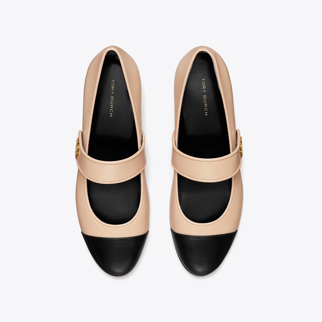Tory Burch Cap-Toe Mary Jane ROSE SILK / PERFECT BLACK