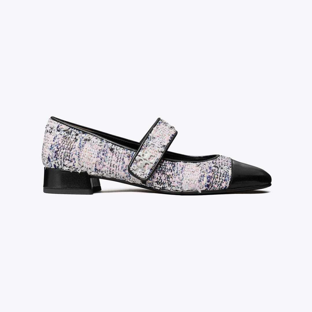 Tory Burch Cap-Toe Mary Jane PINK / BLACK MULTI