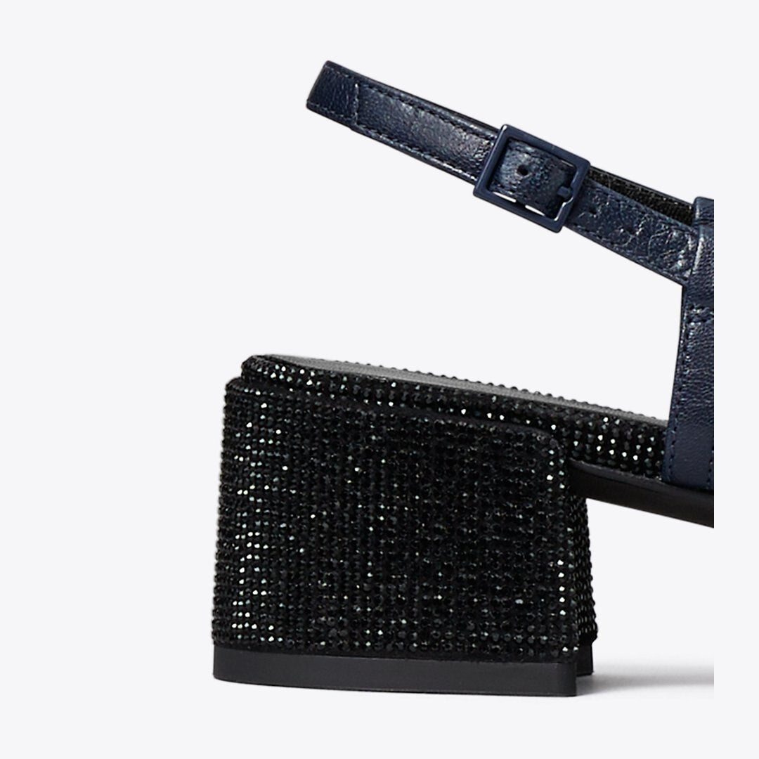 Tory Burch Cap-Toe Pav Slingback Pump NEW NAVY / PERFECT BLACK