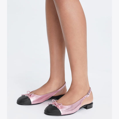 Tory Burch Cap-Toe Slingback PINK ETOILE / PERFECT BLACK