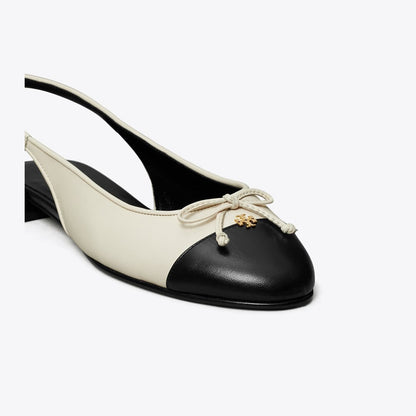 Tory Burch Cap-Toe Slingback LIGHT CREAM / PERFECT BLACK