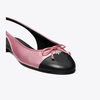 Tory Burch Cap-Toe Slingback PINK ETOILE / PERFECT BLACK