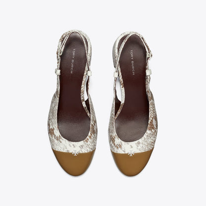 Tory Burch Cap-Toe Slingback GRANITE ROCCIA / RAMURE GREEN