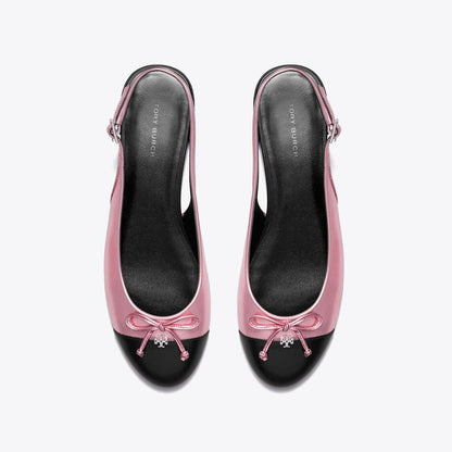Tory Burch Cap-Toe Slingback PINK ETOILE / PERFECT BLACK