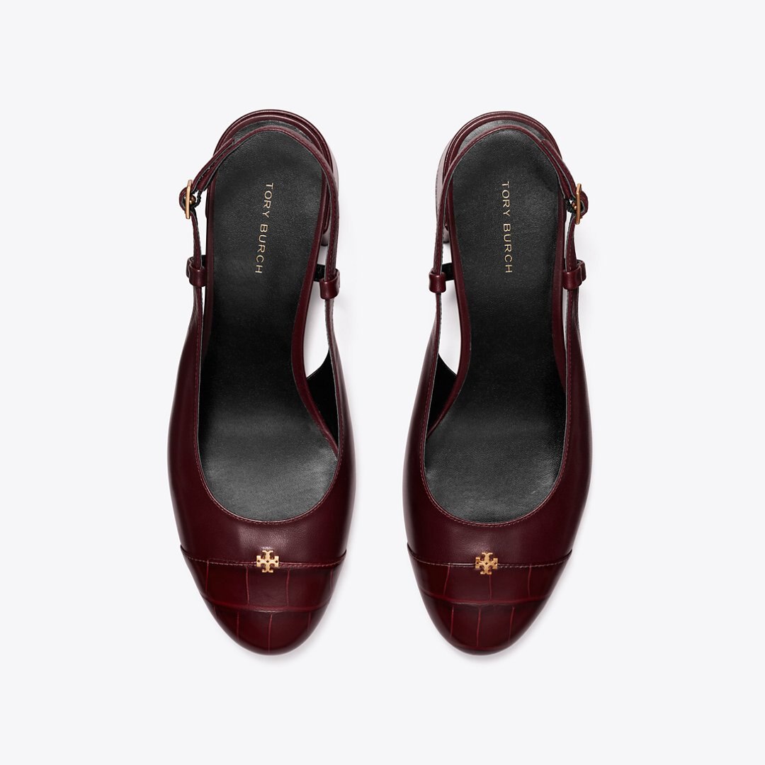 Tory Burch Cap-Toe Slingback Pump DEEP BURGUNDY