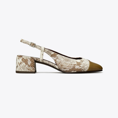 Tory Burch Cap-Toe Slingback GRANITE ROCCIA / RAMURE GREEN
