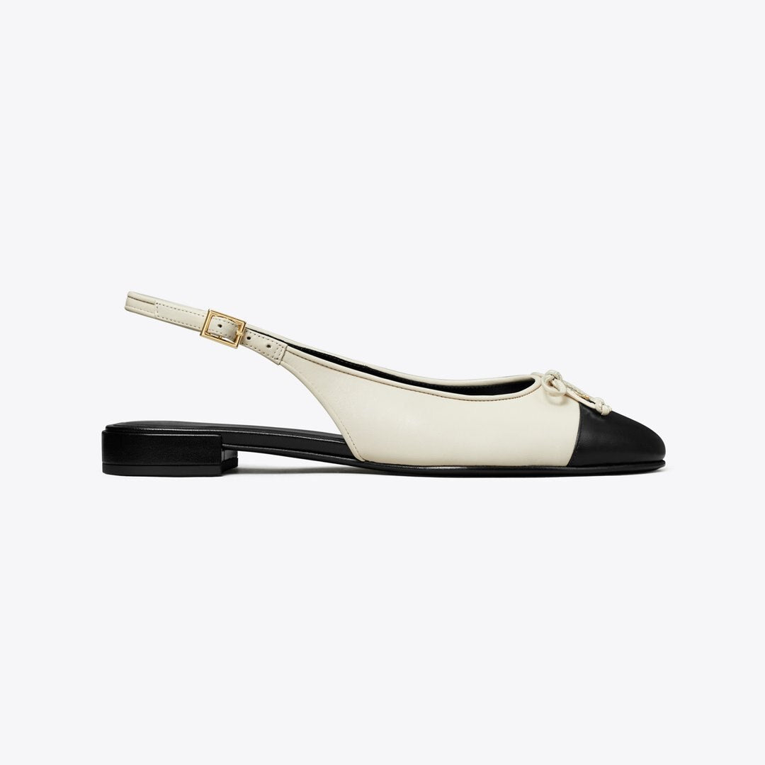 Tory Burch Cap-Toe Slingback LIGHT CREAM / PERFECT BLACK