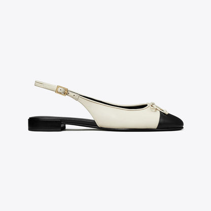 Tory Burch Cap-Toe Slingback LIGHT CREAM / PERFECT BLACK