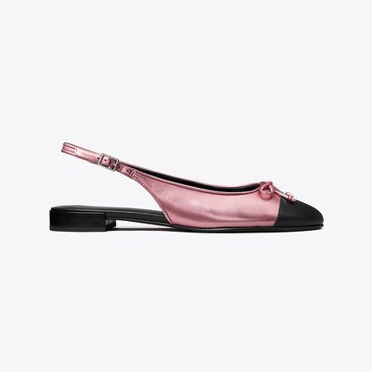 Tory Burch Cap-Toe Slingback PINK ETOILE / PERFECT BLACK