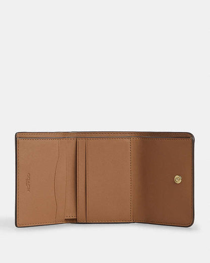 Card Holder Wallet In Signature Canvas With Floral Print Gold-Sand Multi Gold-Sand Multi