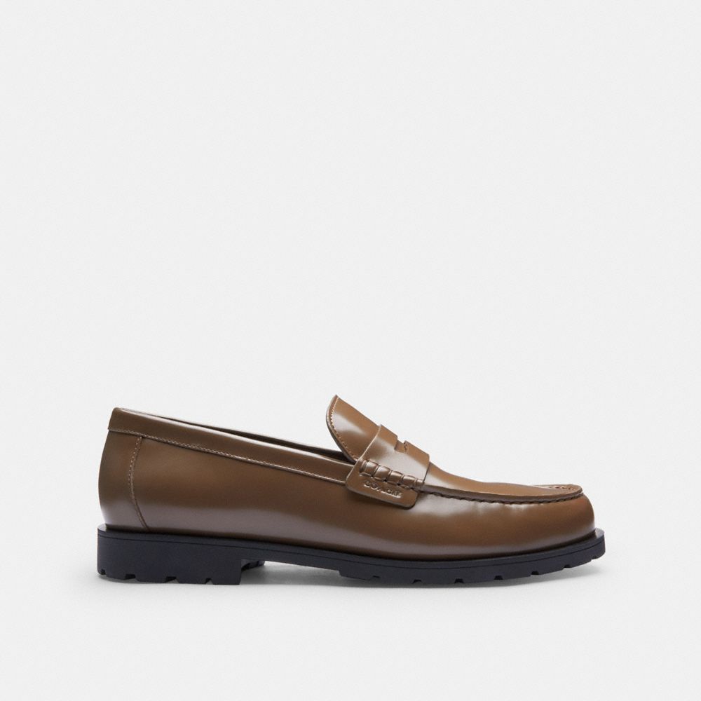 Men's Coach Reagan Penny Loafer Dark Stone