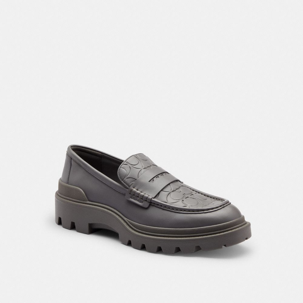 Men's Coach Loafer With Signature Print Charcoal
