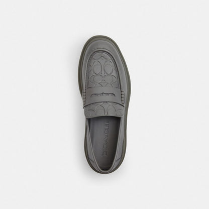 Men's Coach Loafer With Signature Print Charcoal
