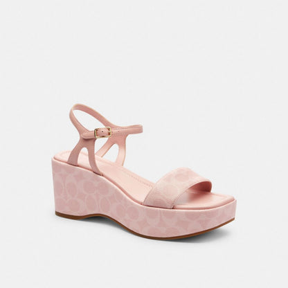 Coach Gale Wedge Sandal In Signature Canvas Powder Pink