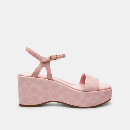 Coach Gale Wedge Sandal In Signature Canvas Powder Pink