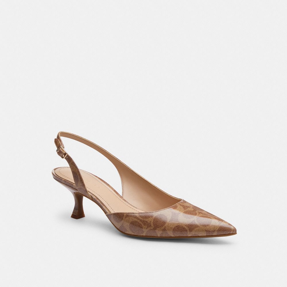 Coach Roxanne Pump In Signature Canvas Tan
