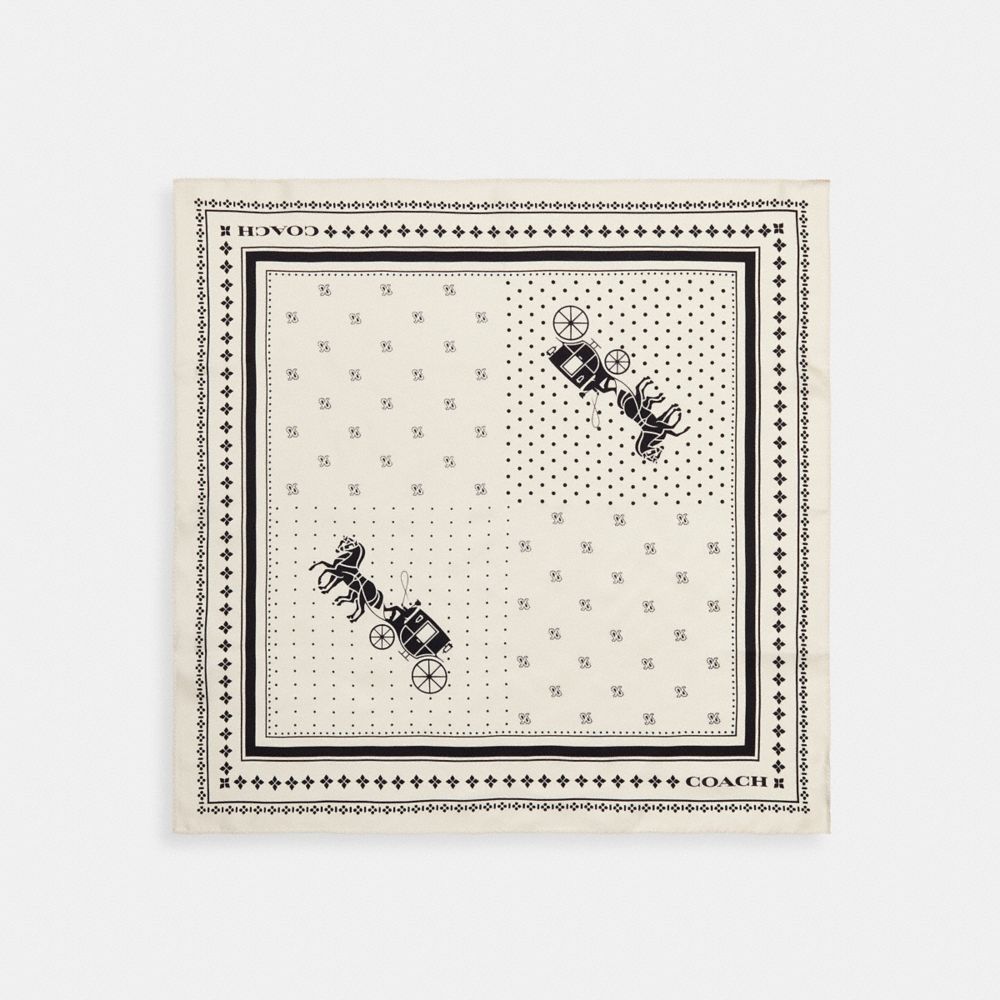 Horse And Carriage Dot Print Silk Bandana Chalk & Black Chalk & Black