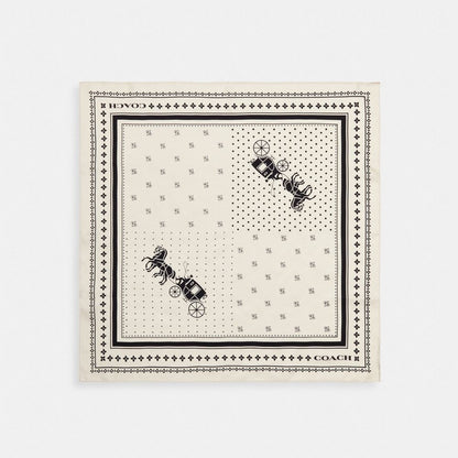 Horse And Carriage Dot Print Silk Bandana Chalk & Black Chalk & Black