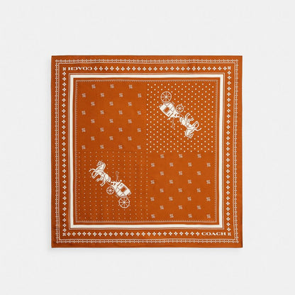 Coach Horse And Carriage Dot Print Silk Bandana Russet