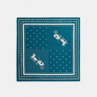 Coach Horse And Carriage Dot Print Silk Bandana Teal