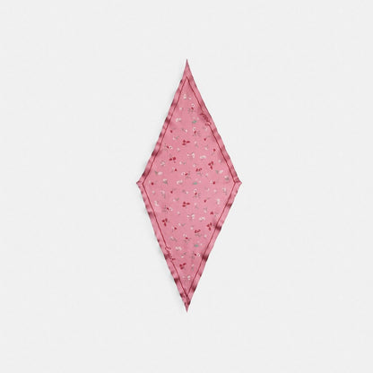 Coach Tossed Floral Print Silk Diamond Scarf Peony