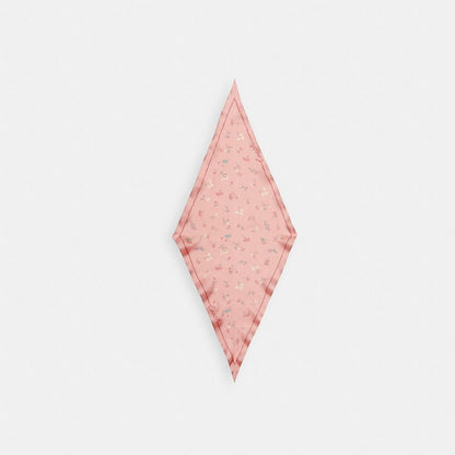 Coach Tossed Floral Print Silk Diamond Scarf Powder Pink