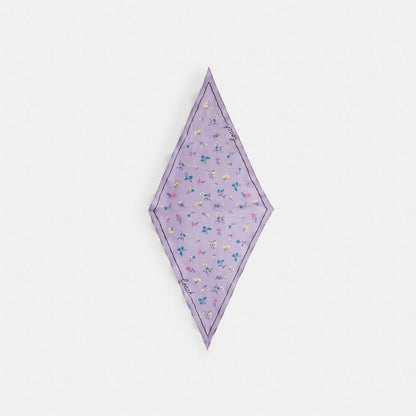 Coach Tossed Floral Print Silk Diamond Scarf Violet Mist