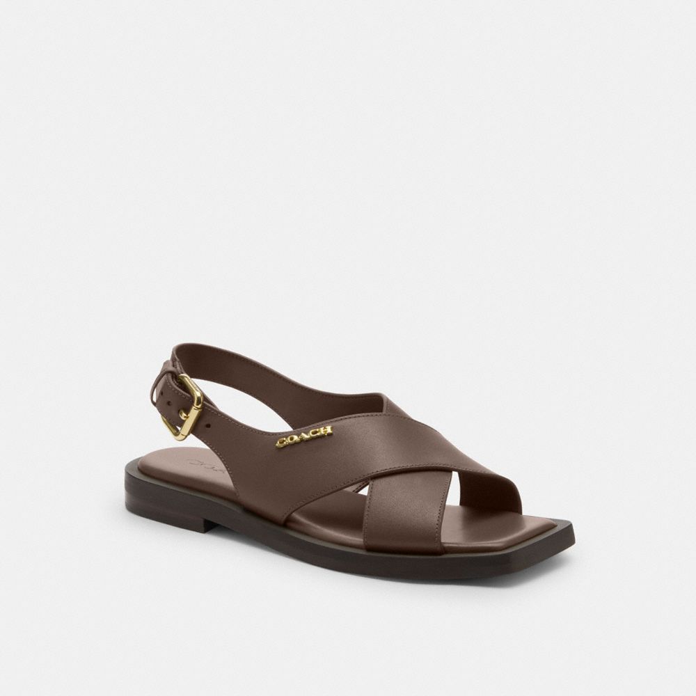 Coach Link Criss Cross Sandal Dark Stone