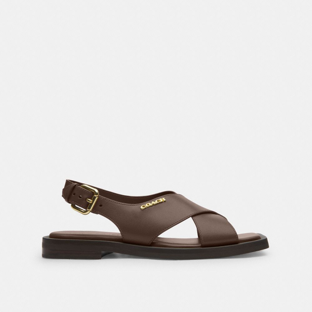 Coach Link Criss Cross Sandal Dark Stone