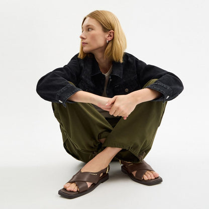 Coach Link Criss Cross Sandal Dark Stone