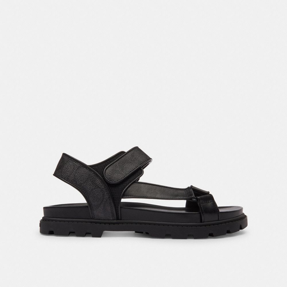 Coach Sport Sandal In Signature Canvas Black Charcoal