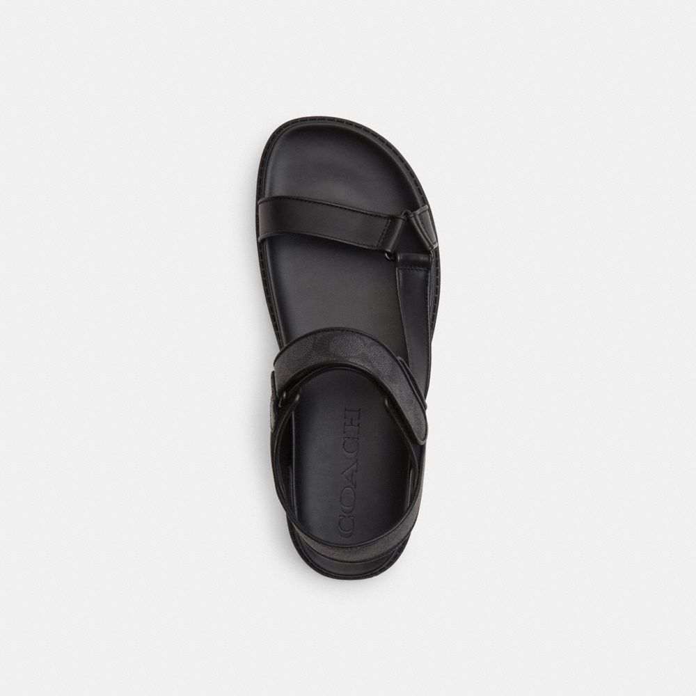 Coach Sport Sandal In Signature Canvas Black Charcoal